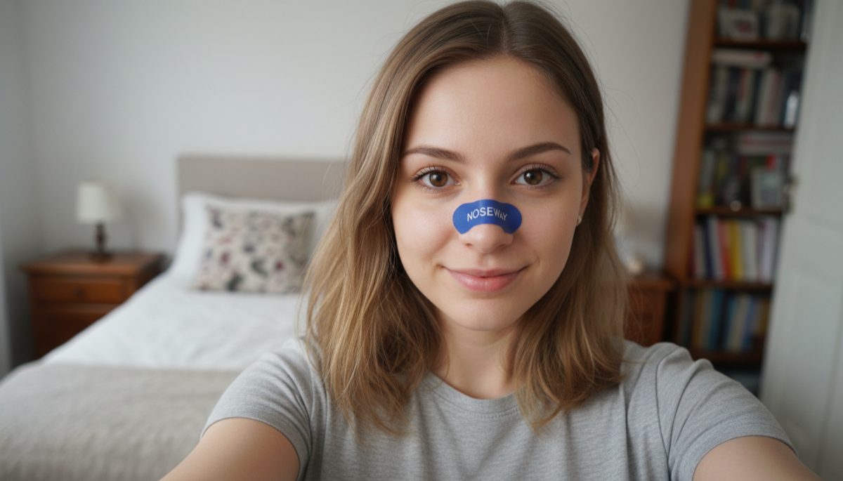 Момиче с Noseway лепенка селфи