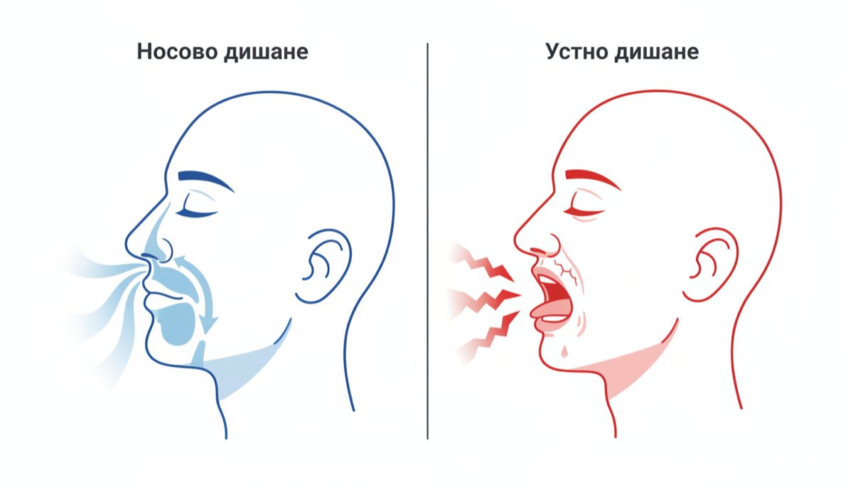 Носово дишане срещу устно дишане - илюстрация
